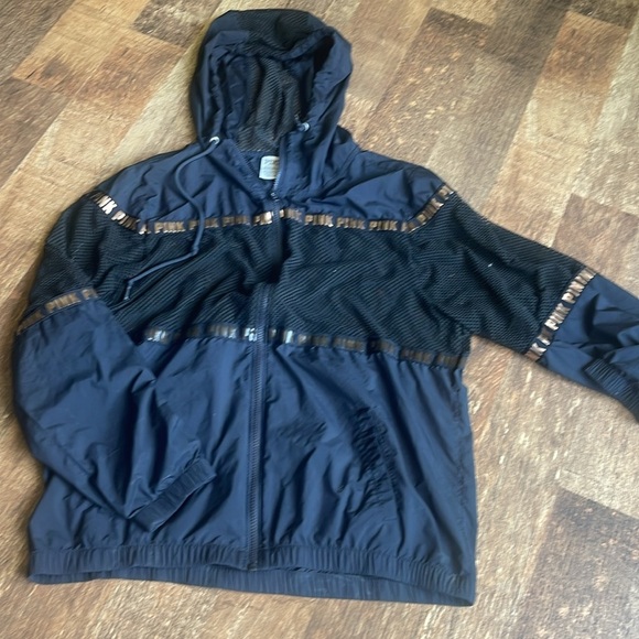 Victoria Secret Pink - Black Mesh Hooded Full Zip Jacket - Picture 2 of 6